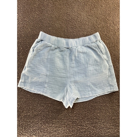 Madewell Pants - Madewell Light Blue Double Gauze Shorts Cotton Elastic Waist Pockets NA187 L